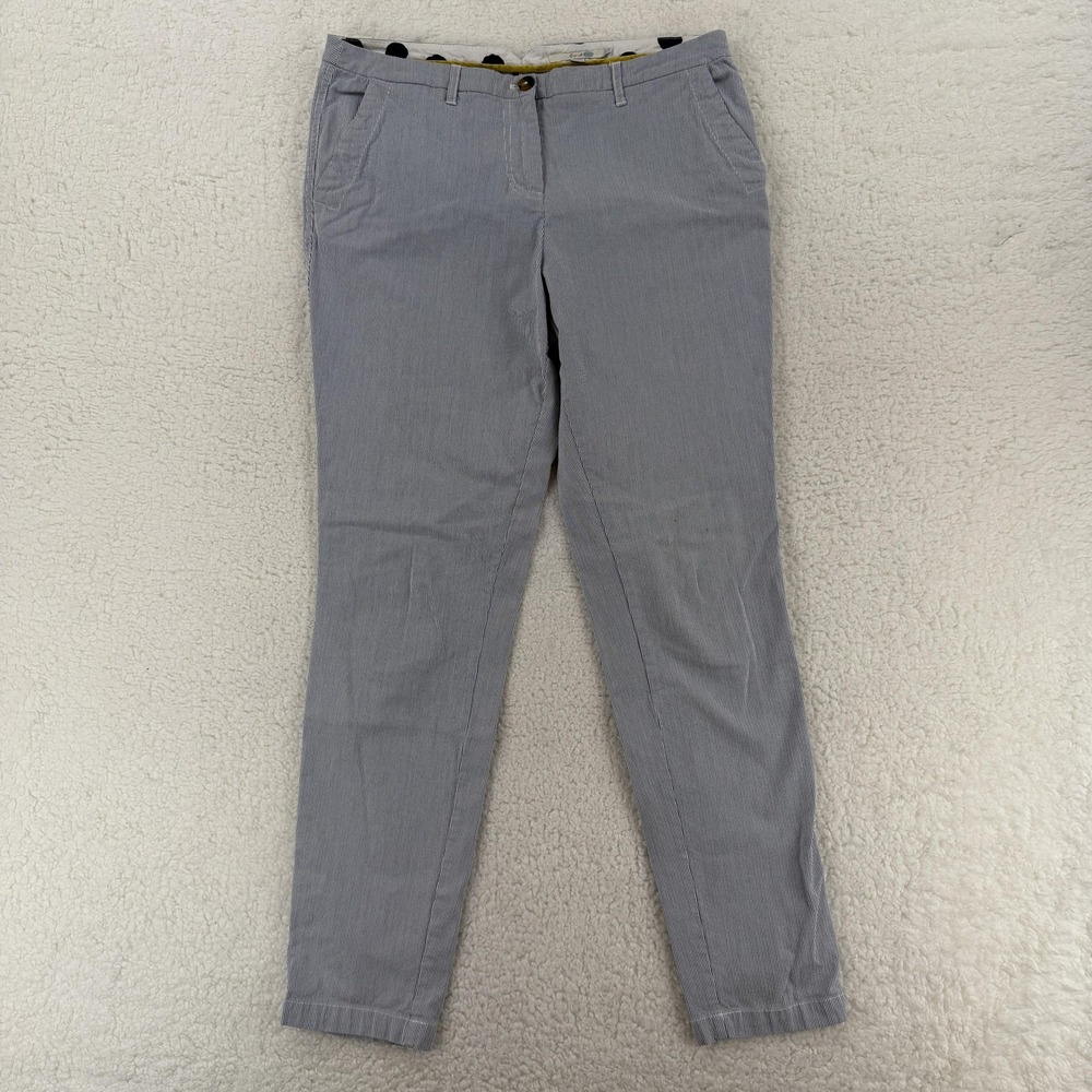 Boden Pants Womens 10R‎ Blue White Stripe Chino Ankle Slim Stretch Work Casual
